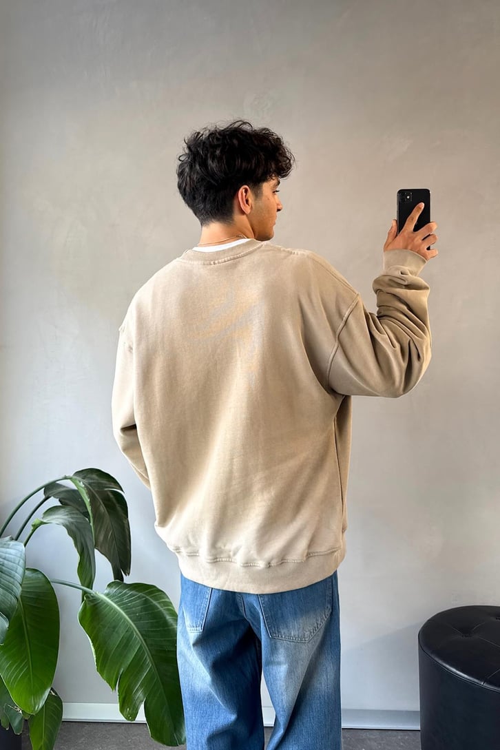 Writing Nakışlı Oversize Bisiklet Yaka Sweatshirt