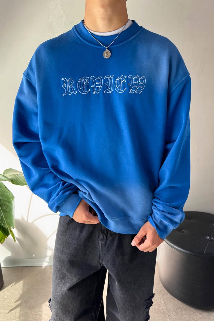 Writing Nakışlı Oversize Bisiklet Yaka Sweatshirt
