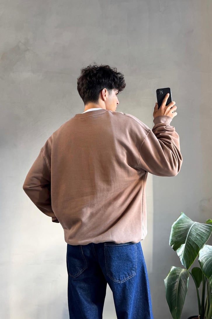 Writing Nakışlı Oversize Bisiklet Yaka Sweatshirt