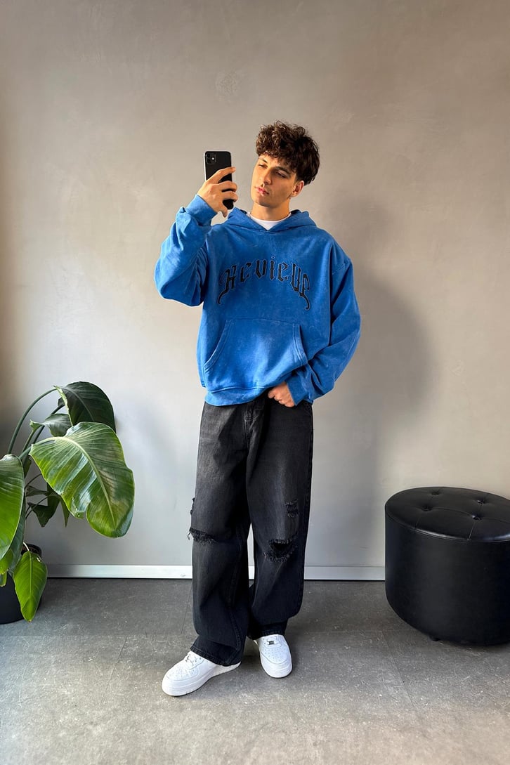 Writing Nakışlı Oversize Hoodie