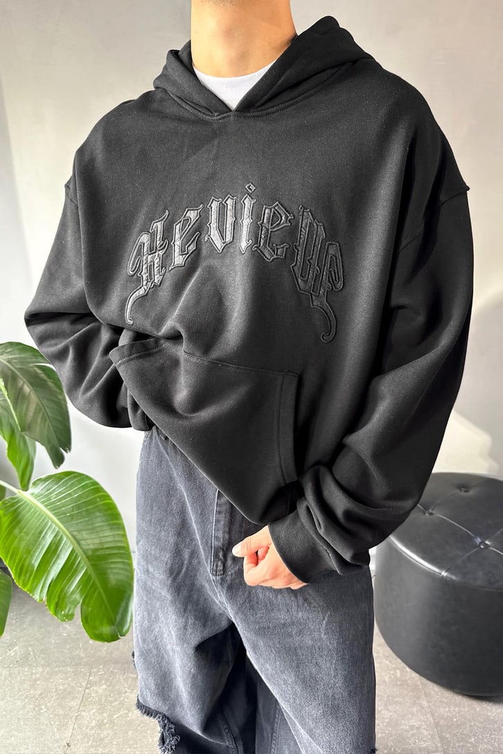 Writing Nakışlı Oversize Hoodie