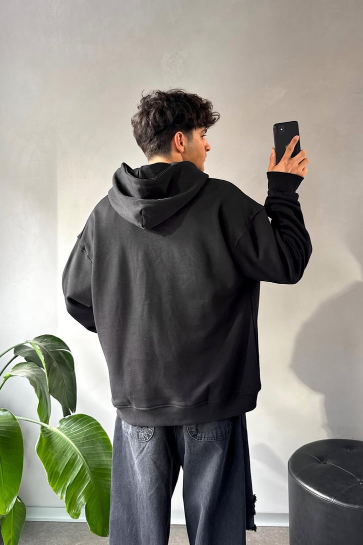 Writing Nakışlı Oversize Hoodie