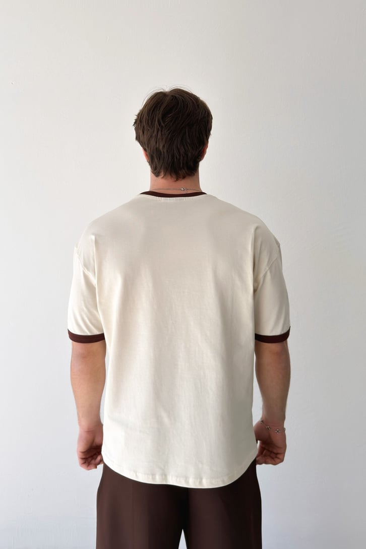 Yaka Biyeli Basic Tişört