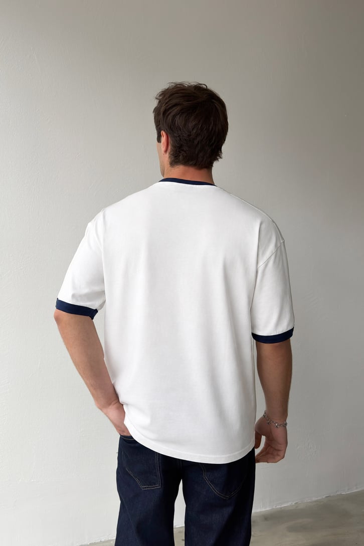 Yaka Biyeli Basic Tişört