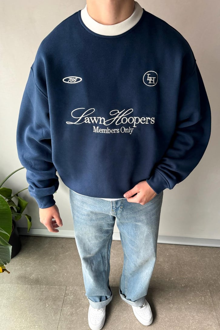 Yaka Garnili Lawn Hoopers Nakışlı Sweatshirt
