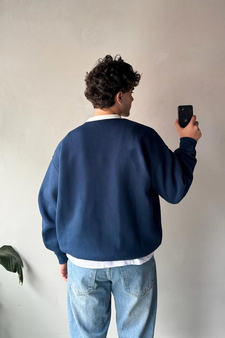 Yaka Garnili Lawn Hoopers Nakışlı Sweatshirt