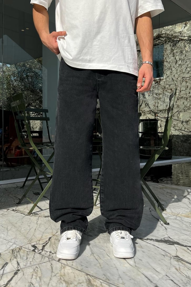 Yan Cepli Siyah Baggy Jean