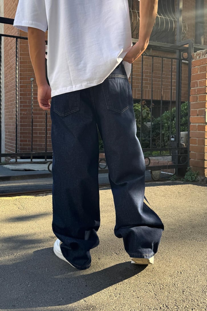 Yan Hasır Detay Baggy Jean