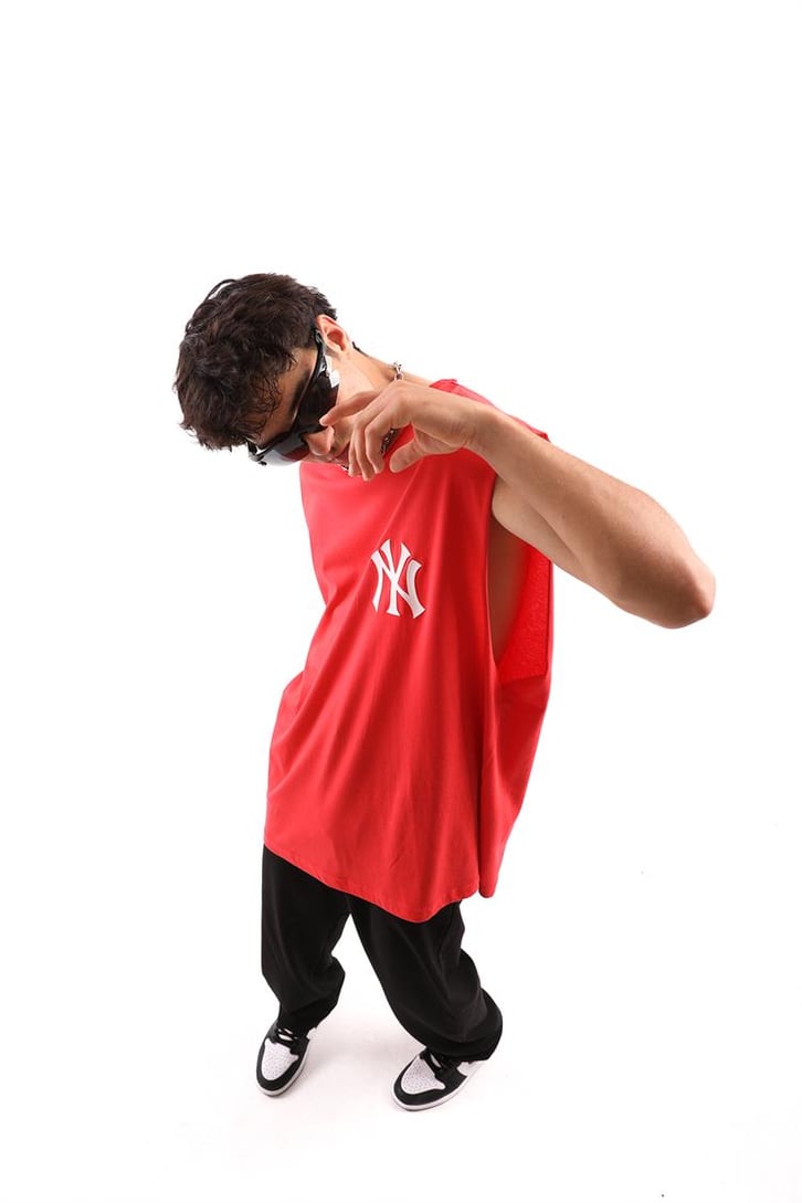 Yankee Kırmızı Oversize Kolsuz Tişört