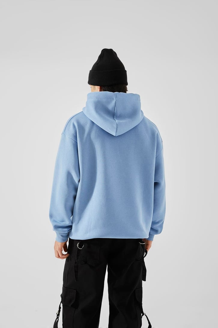 Yankess Baskılı Mavi Oversize Hoodie