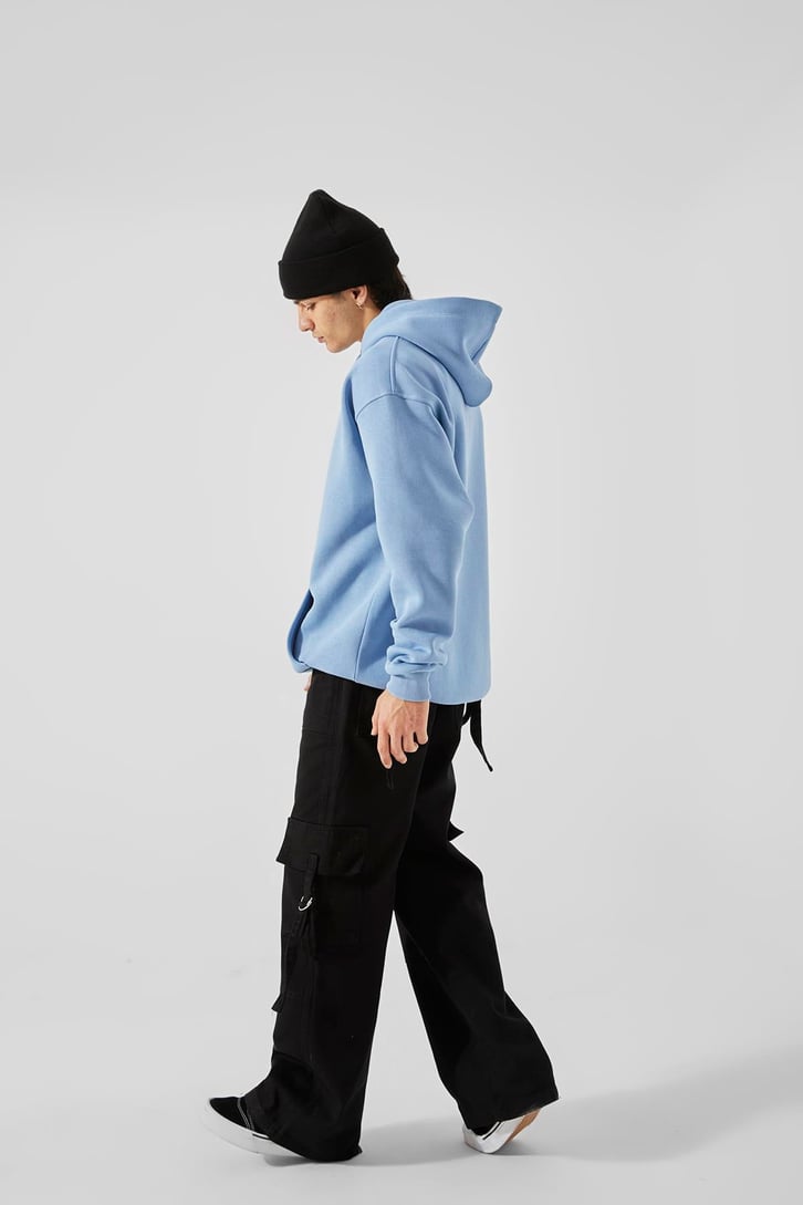 Yankess Baskılı Mavi Oversize Hoodie
