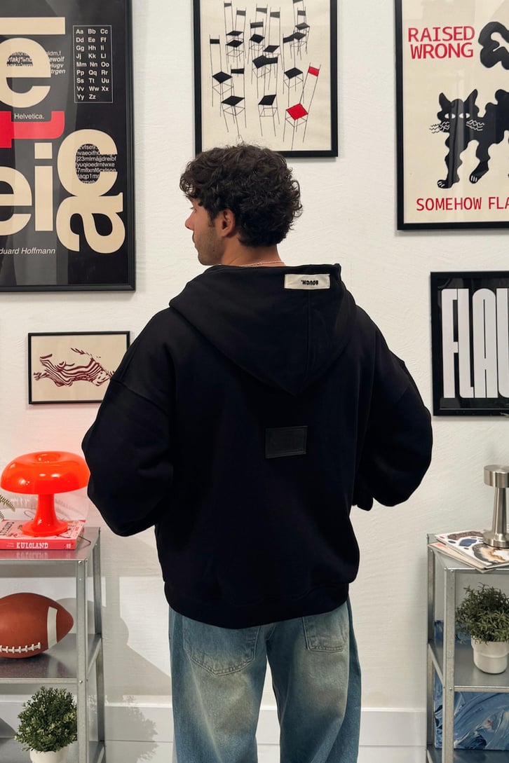Yaprak Nakışlı Fermuarlı Hoodie