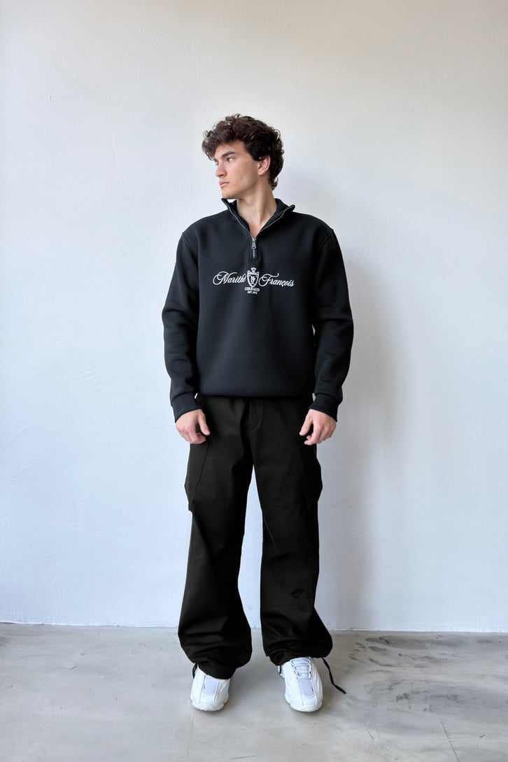 Yarım Fermuarlı Marithe Baskılı Sweatshirt