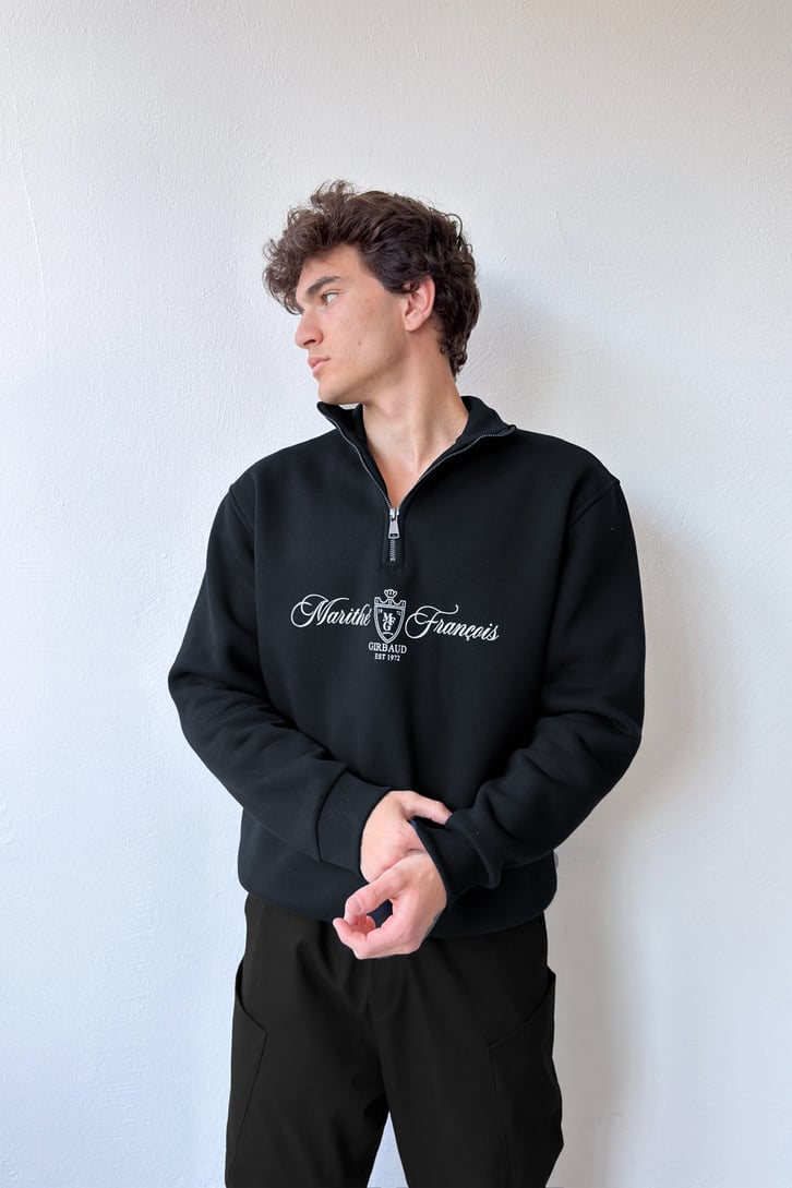 Yarım Fermuarlı Marithe Baskılı Sweatshirt