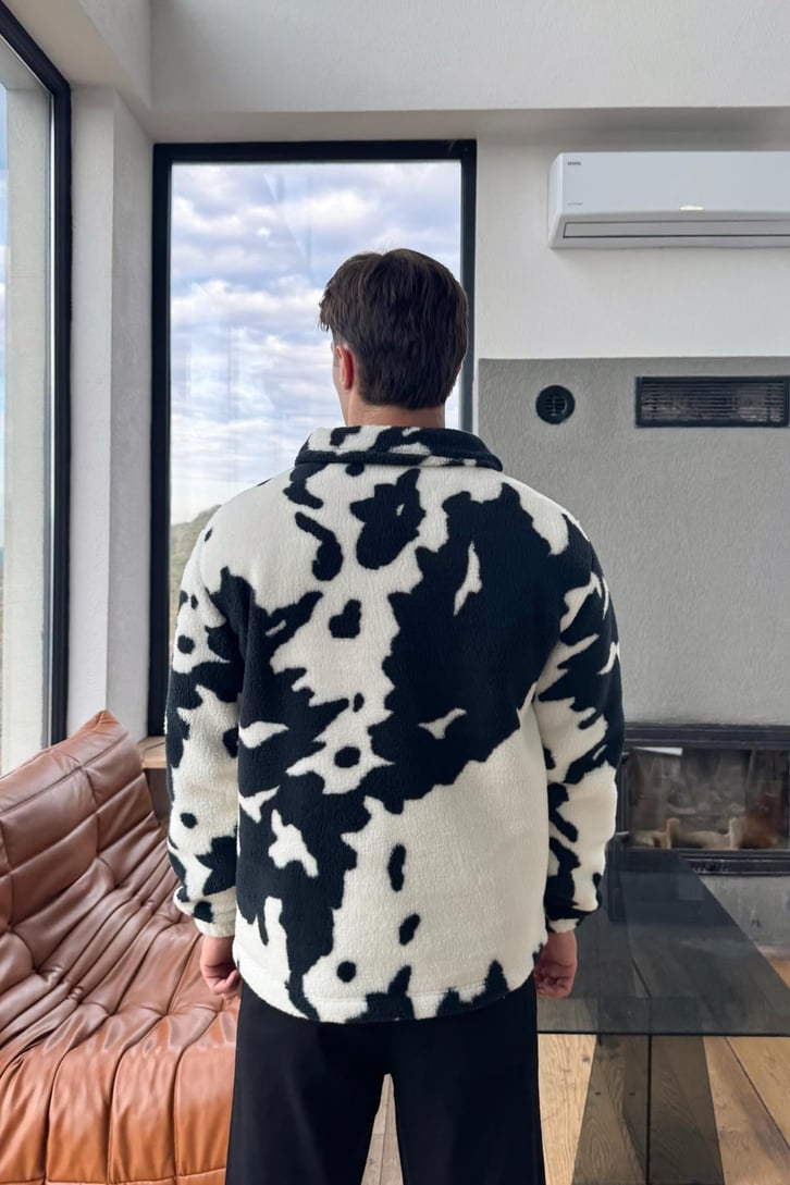 Yarım Zip Peluş Sweatshirt