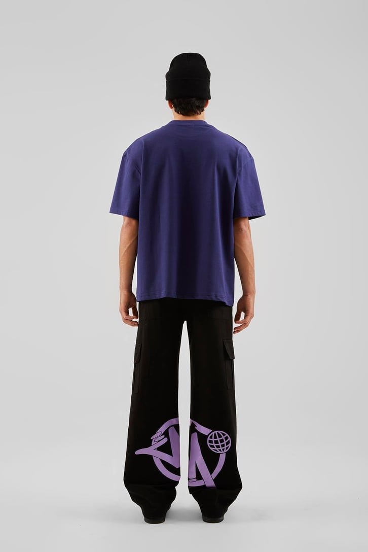 Yazı Baskılı Siyah Baggy Pantolon