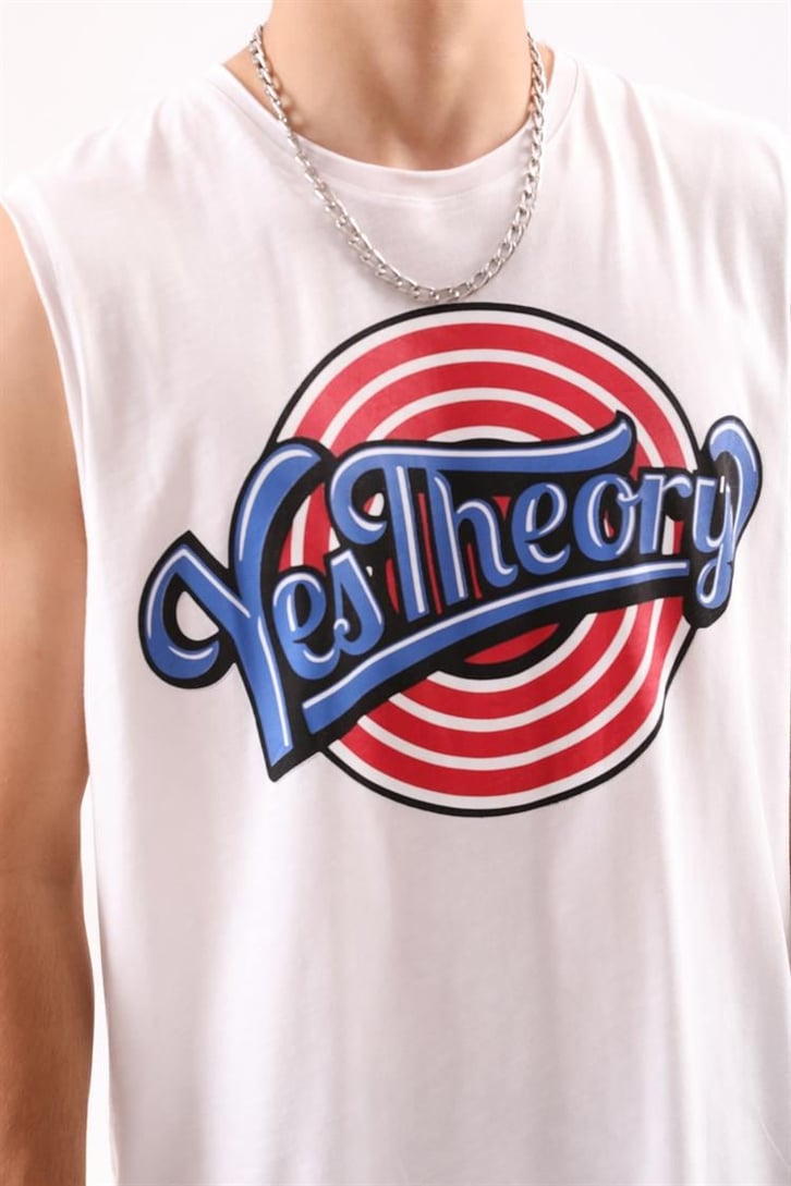 Yes Theory Baskılı Beyaz Kolsuz Atlet