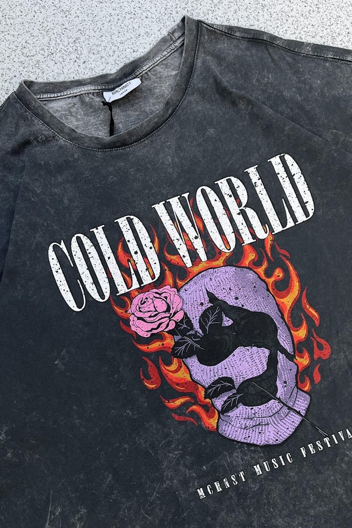 Yıkamalı Acid Wash Oversize Tişört