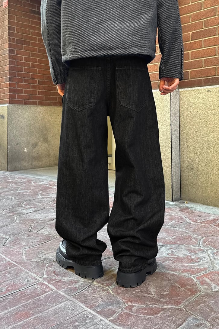 Yıkamalı Baggy Jean Antrasit