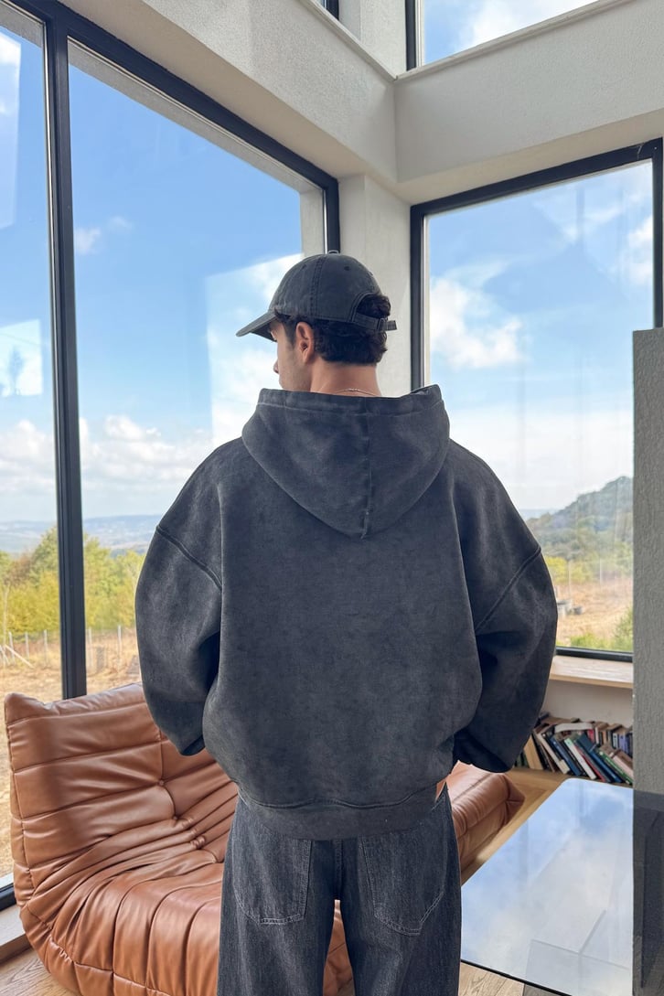 Yıkamalı Baskılı Hoodie