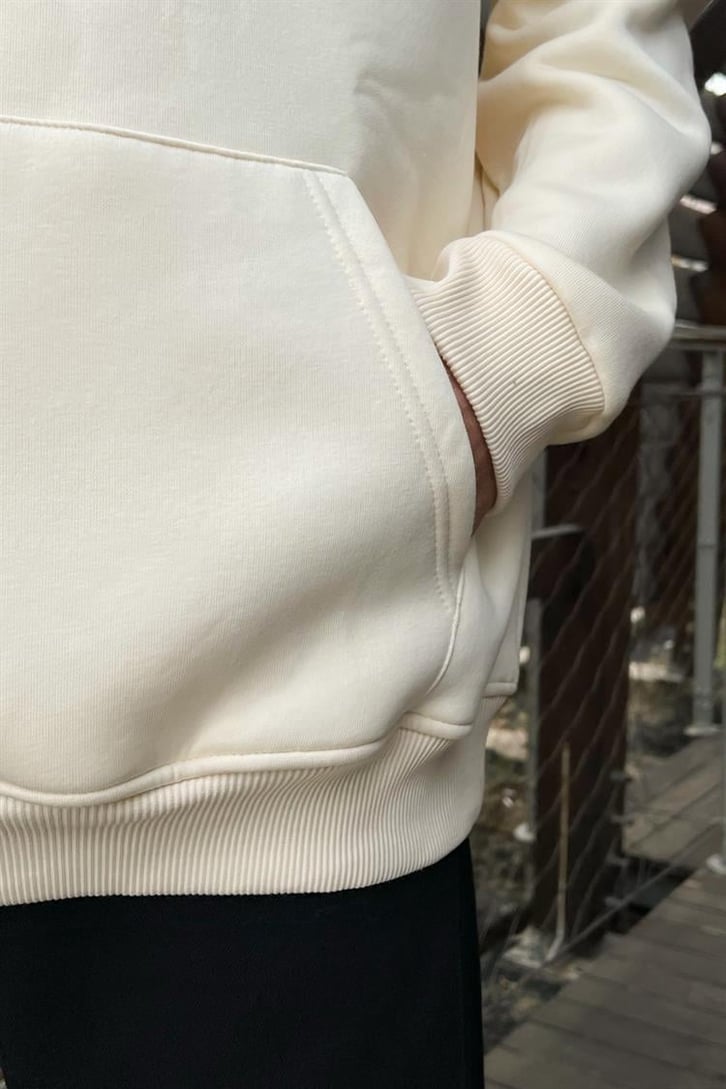 Yin-Yang Baskılı Bej Hoodie