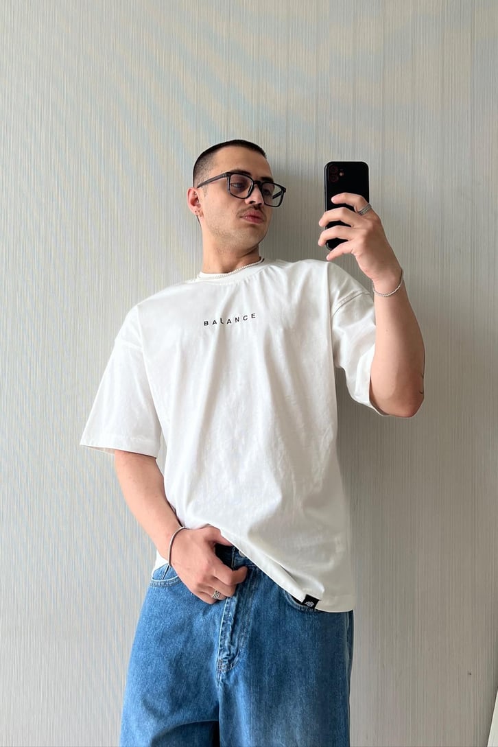 YingYang Baskılı Oversize Tişört