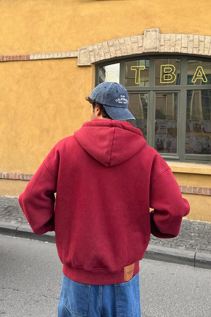Yırtık Model Fermuarlı Hoodie