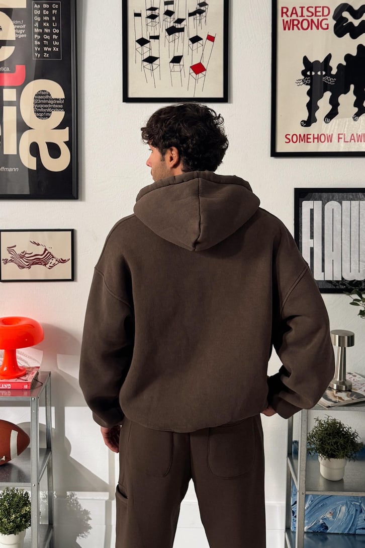 Yırtık Model Fermuarlı Hoodie