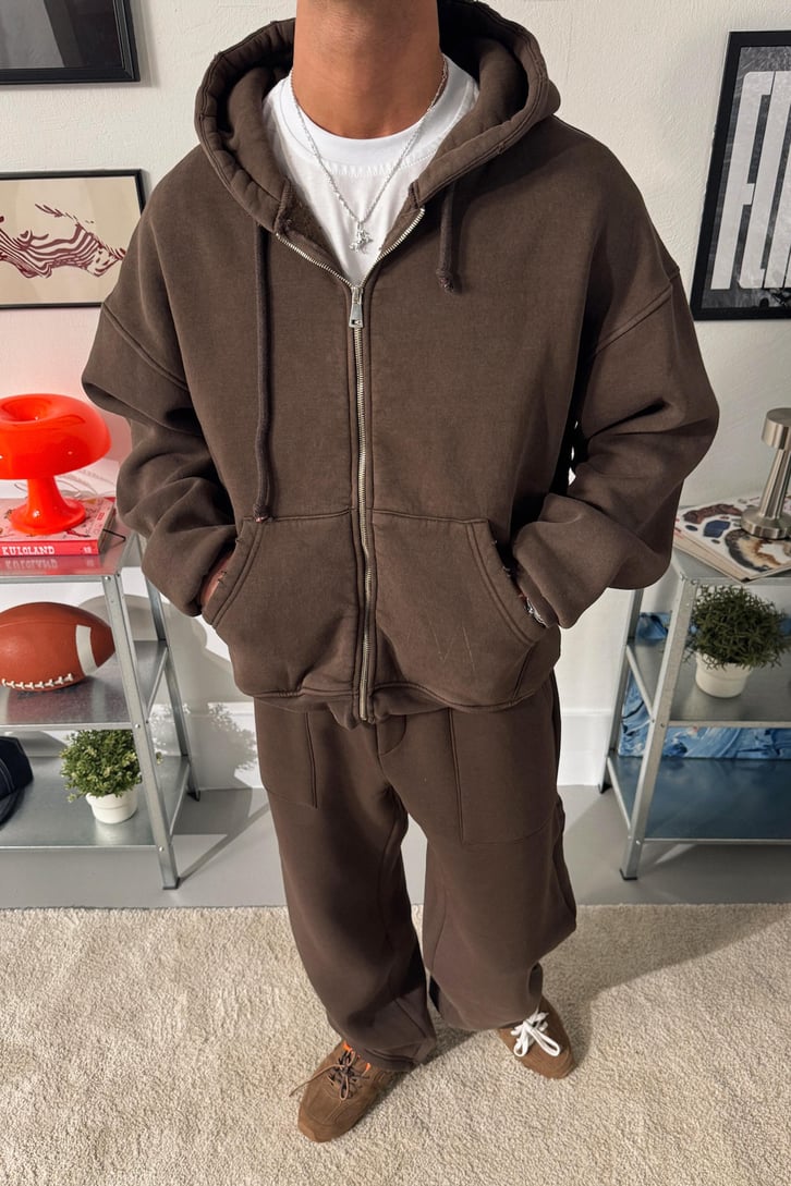 Yırtık Model Fermuarlı Hoodie