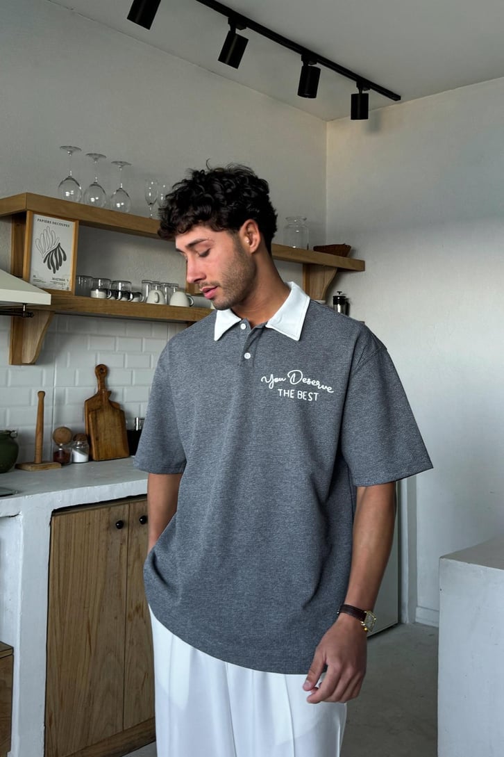 You Deserve Nakışlı Polo Yaka Tişört