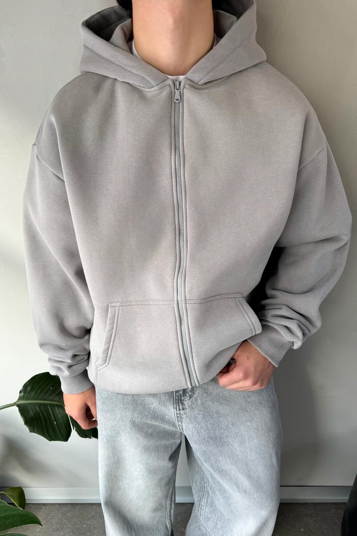 Zip Oversize Basic Sweatshirt
