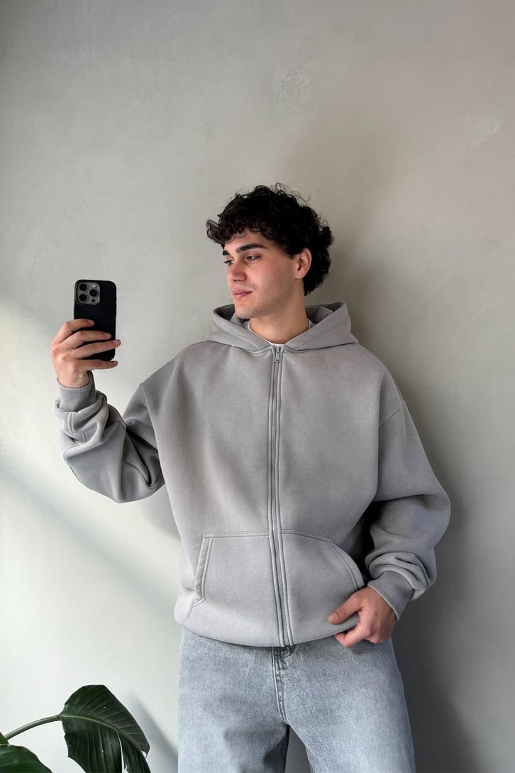 Zip Oversize Basic Sweatshirt
