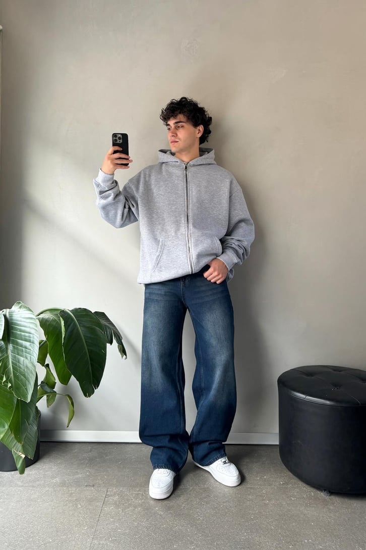 Zip Oversize Basic Sweatshirt