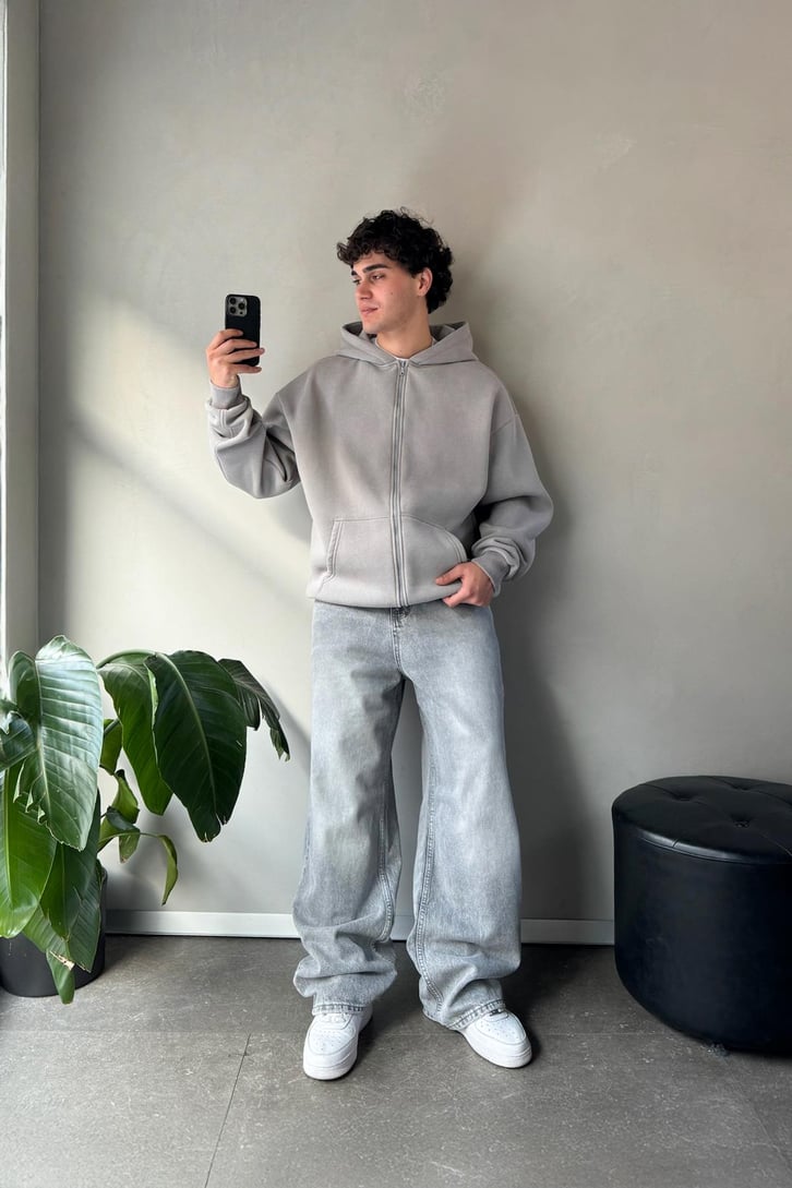Zip Oversize Basic Sweatshirt