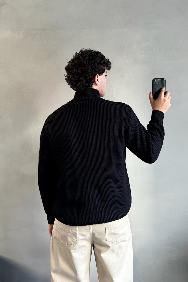 Zipli Oversize Basic Triko Hırka