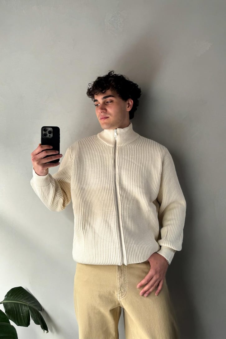 Zipli Oversize Basic Triko Hırka