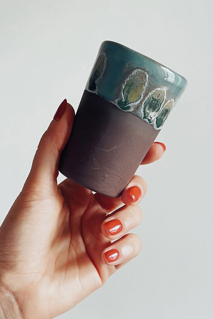 Arktik El Yapımı Seramik Oval Double Espresso Kahve Bardağı
