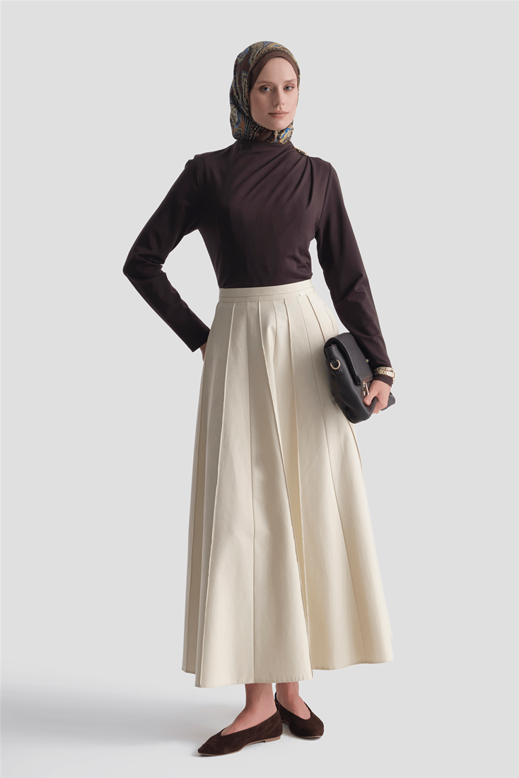Aksesuarlı Drape Badi Acı Kahve 