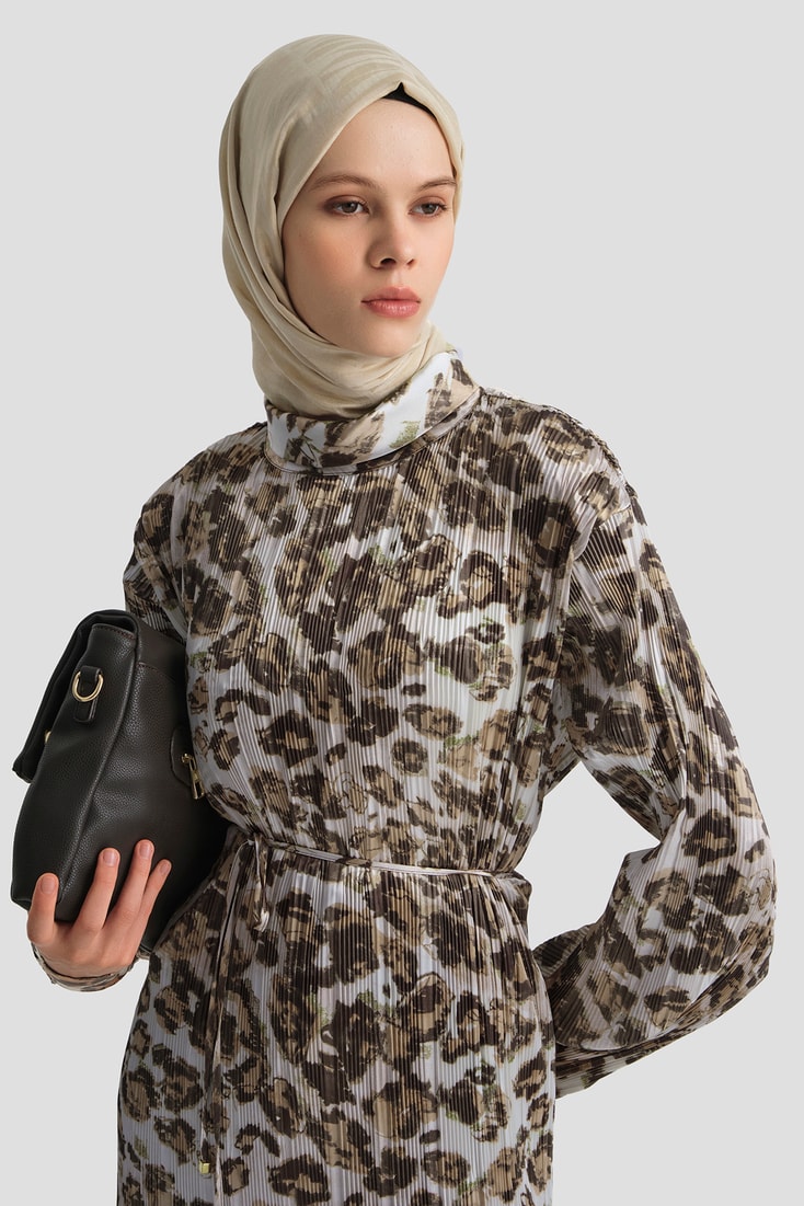 Leopar Desenli Bluz Camel