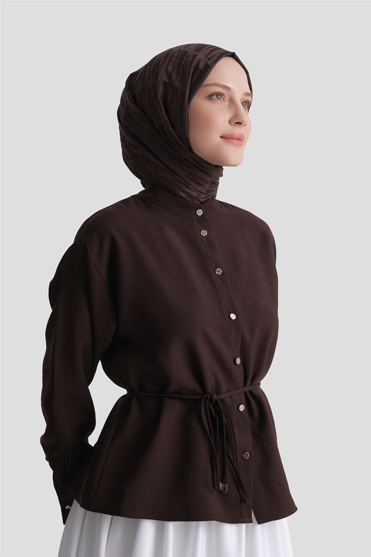 Beli Bağlamalı Bluz Kahverengi 