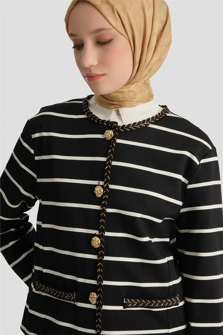 Çizgili Ceket Siyah