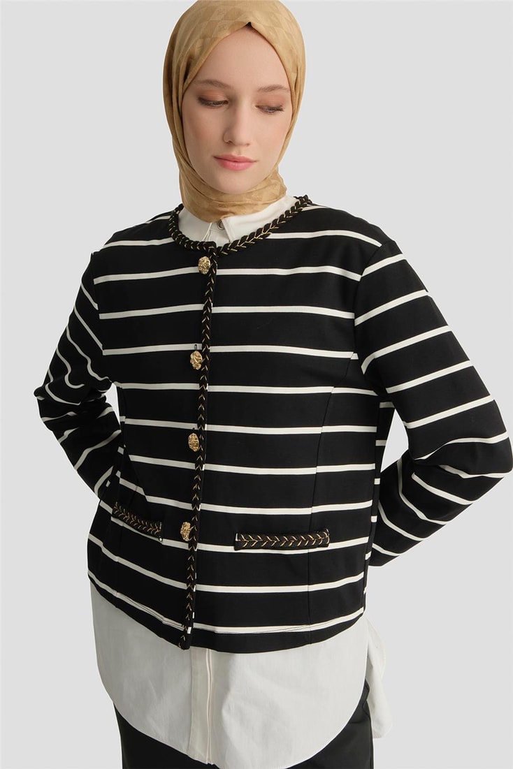 Çizgili Ceket Siyah
