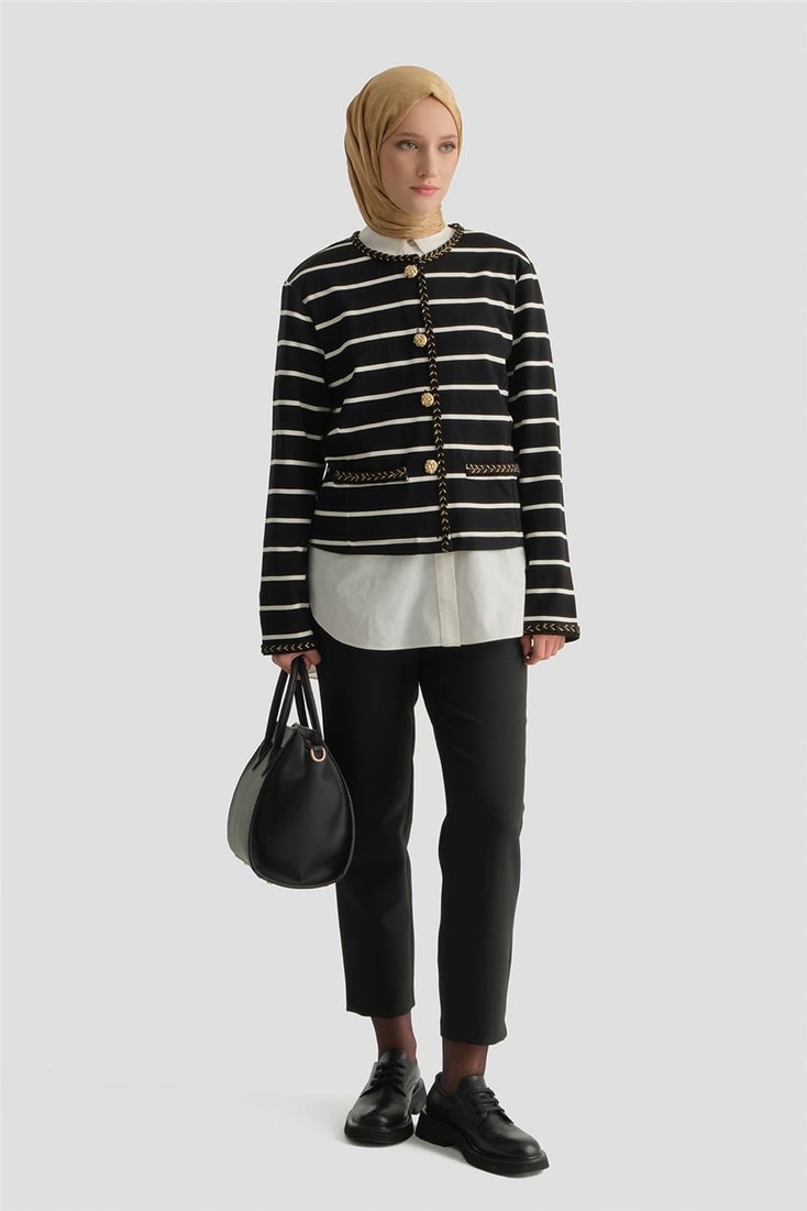 Çizgili Ceket Siyah