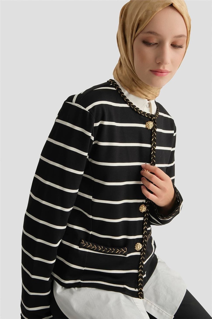 Çizgili Ceket Siyah