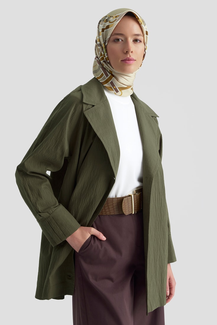 Pamuk Karışımlı Blazer Ceket Haki