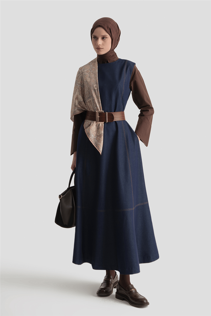 Dikiş Detaylı Denim Jile İndigo