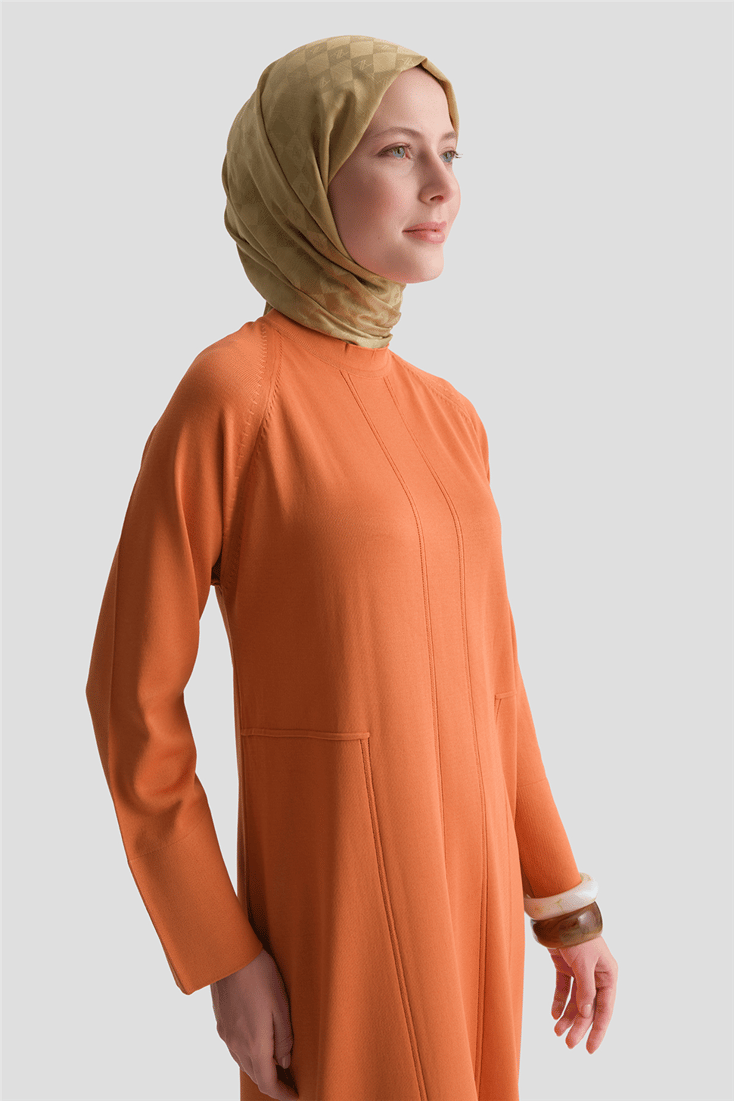 Basic Triko Elbise Turuncu 