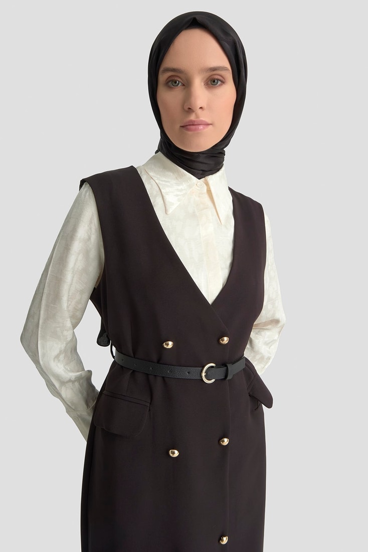 Kemer Detaylı Jile Elbise Siyah 