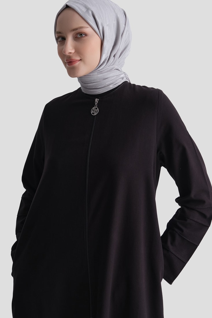 Dikiş Detaylı Ferace Siyah 