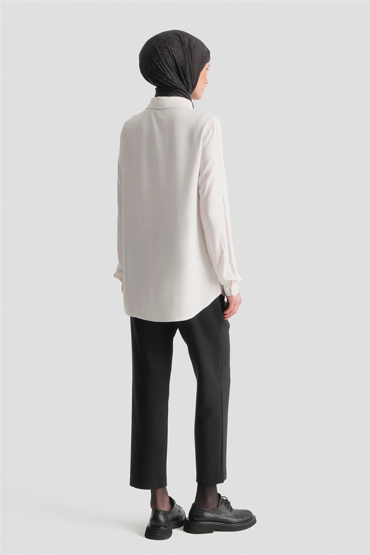 Cep Detaylı Tunik Beyaz